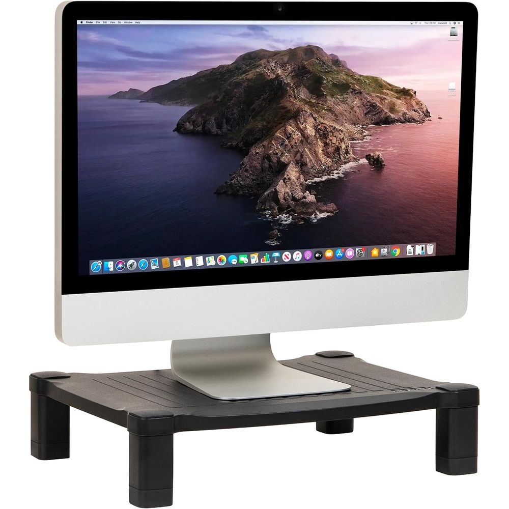 Laptop Stand Bamboo - Adjustable Height Monitor Stand, Desk Organizer,