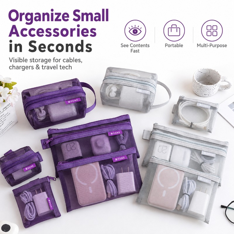 6PCS Portable Mesh Tech Access - Tech Woven Accessories avaliação e preço