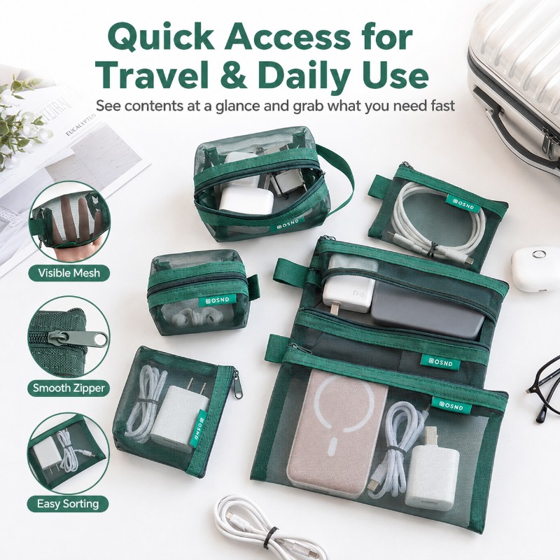 6PCS Portable Mesh Tech Access - Tech Woven Accessories avaliação e preço