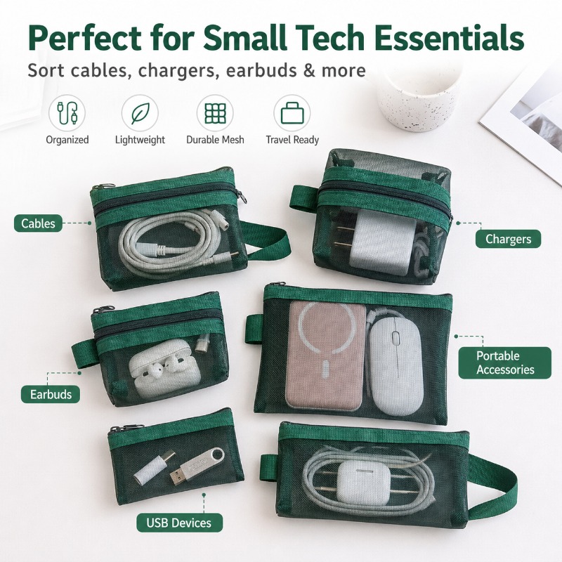 6PCS Portable Mesh Tech Access - Tech Woven Accessories avaliação e preço