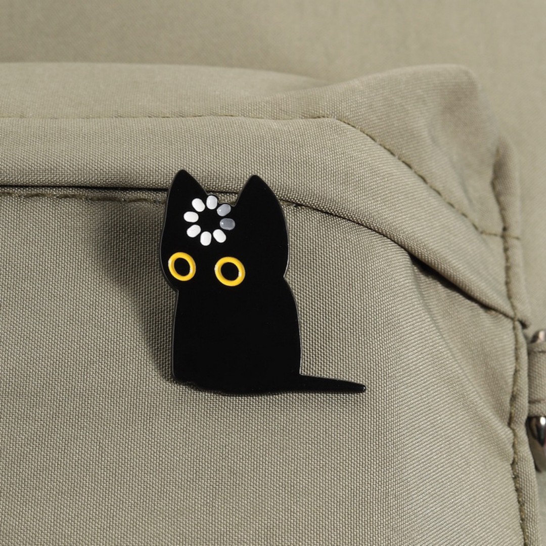Cute Black Cat Loading Enamel  - Tech Accessories Backpack avaliação e preço