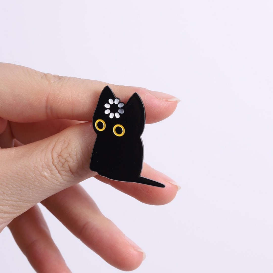 Cute Black Cat Loading Enamel  - Tech Accessories Backpack avaliação e preço