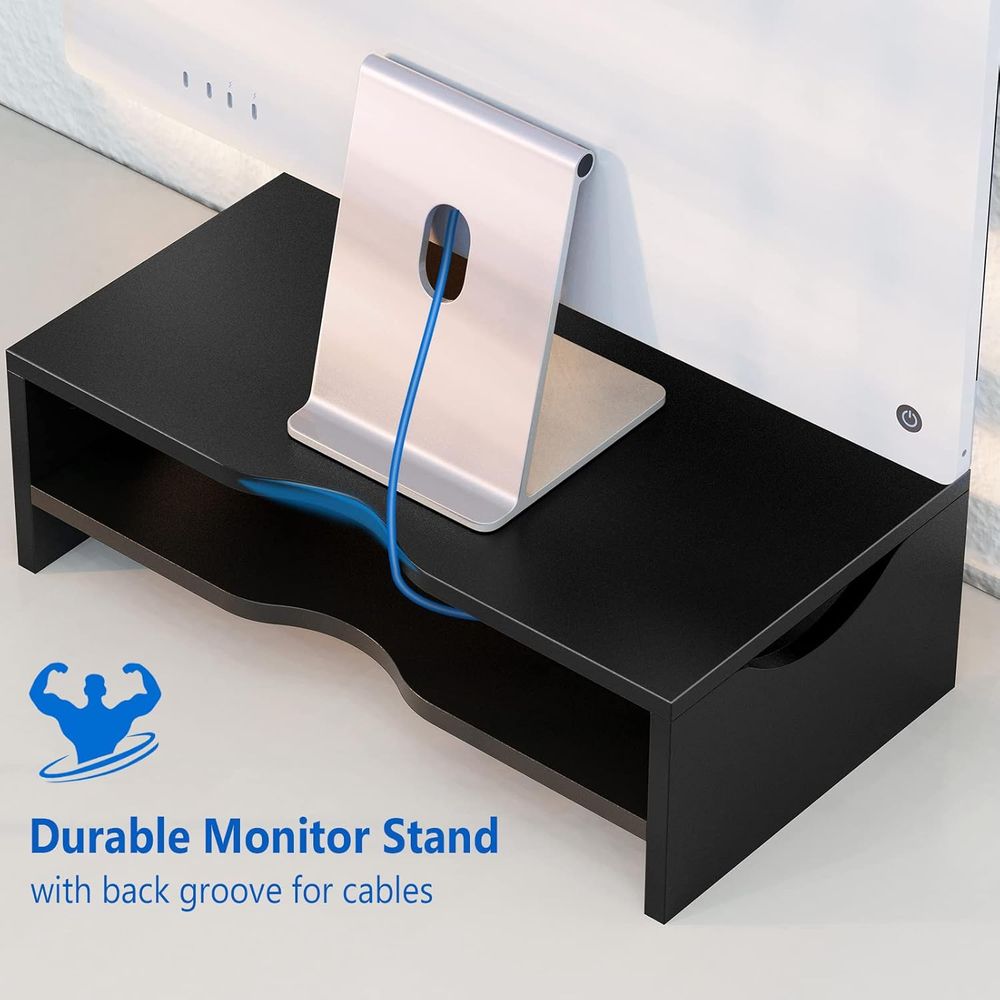 2-Tier Wooden Laptop & Monitor - Laptop Stand Bamboo avaliação e preço