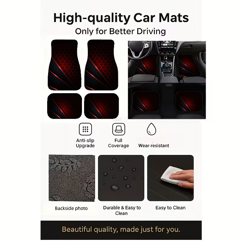 4Pcs Hexagonal Red Black Tech  - Universal Tech Accessories avaliação e preço